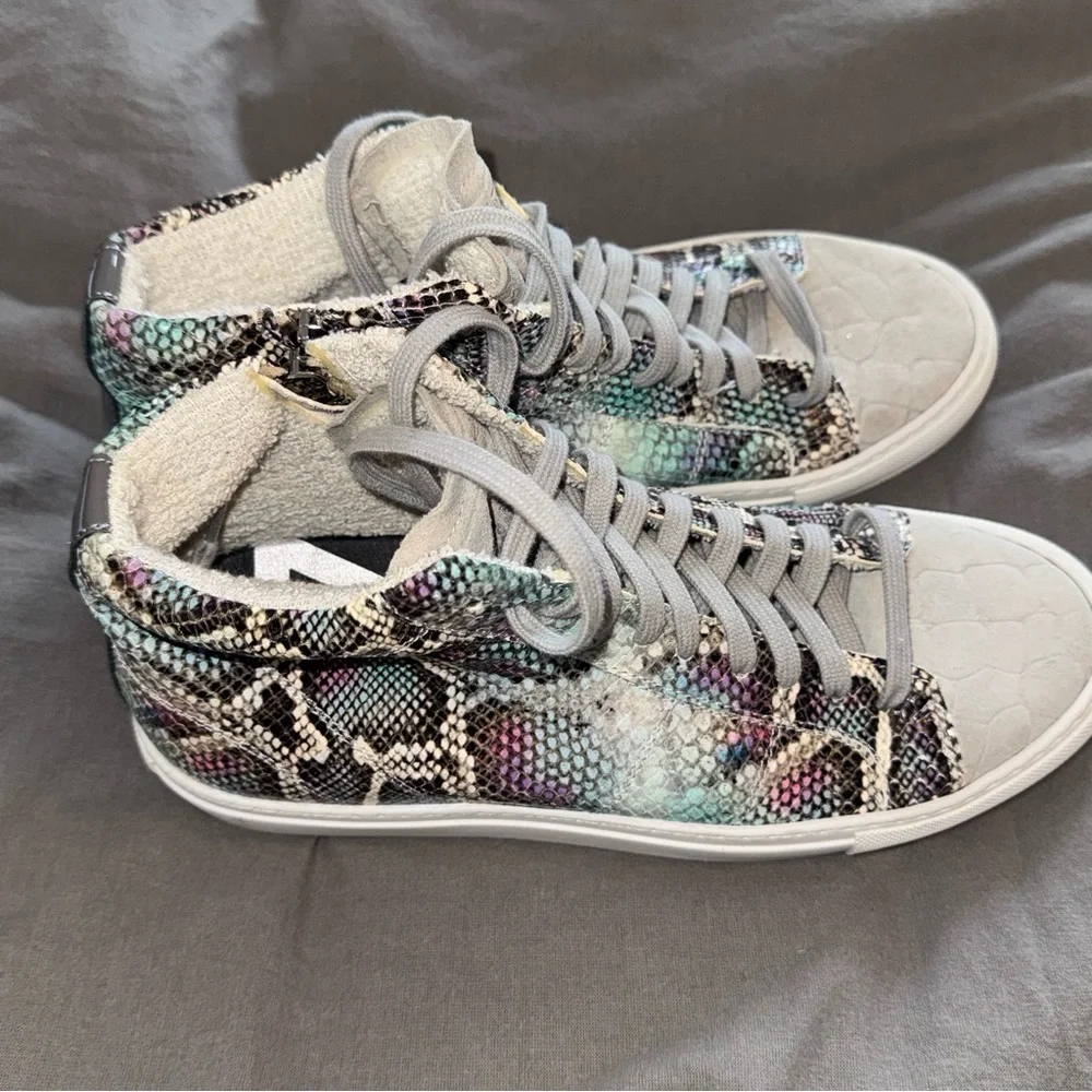 P448 High-Top Sneakers Leather Snakeprint 9 P-448 Italy shoes
